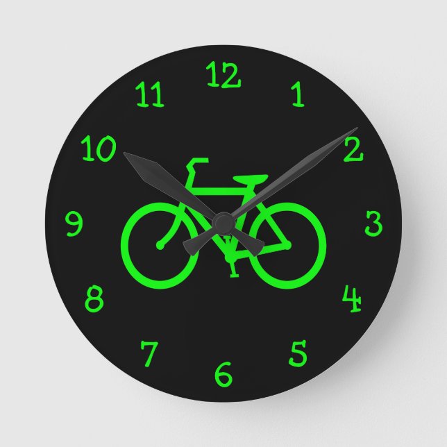 Horloge Ronde Vélo Vert Citron (Recto)