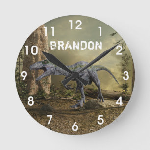 Horloge Ronde Velociraptor Dinosaur Jurassic Raptor Nom