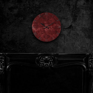 Horloge Ronde Velvety Henna Damask   Grunge rouge