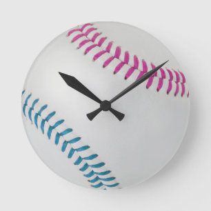 Horloge Ronde Ventilateur de baseball_couleur_couleur_lacets_fu_