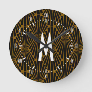 Horloge Ronde Ventilateurs Art déco Black Finial des années 1920