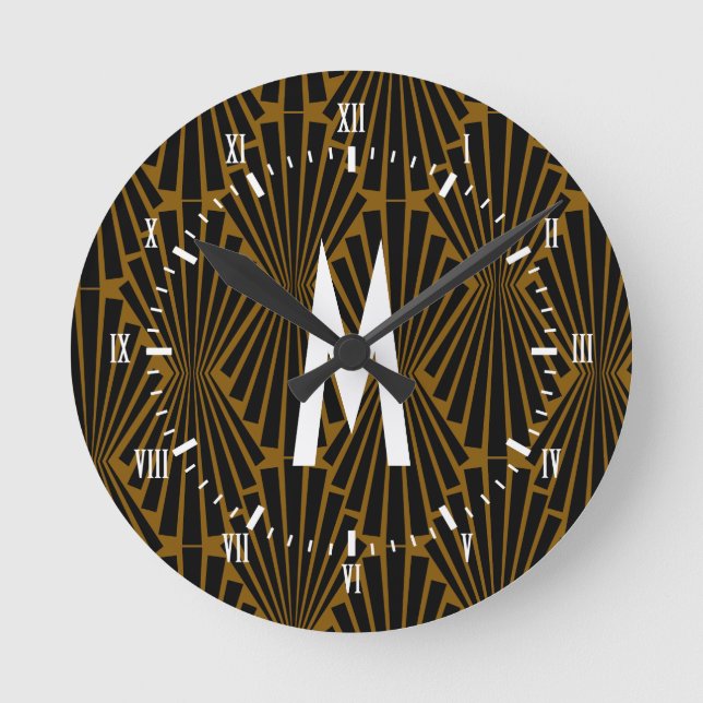 Horloge Ronde Ventilateurs Art déco Black Finial des années 1920 (Recto)