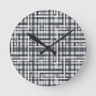 Horloge Ronde Vérification de motif géométrique en pixel monochr