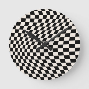 Horloge Ronde Vérifier le tableau de bord du Motif noir et blanc