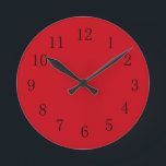 Horloge Ronde Vermilion Red Kitchen Wall Clock<br><div class="desc">Vermilion color red wall clock for your kitchen is guarantee to add a bold and colorful touch to any wall whether it's in your kitchen,  sewing,  dorm ,  or recreation room,  or even your living room.  Also see this dark red clock with white numerals.</div>
