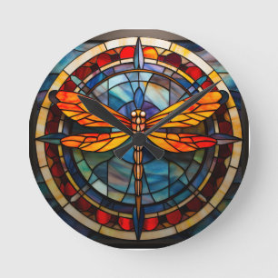 Horloge Ronde verre de libellule