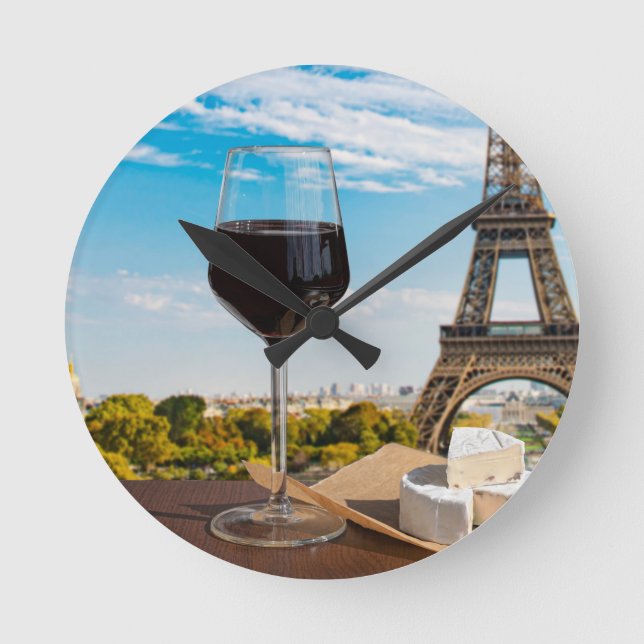 Horloge Ronde Verre de vin au brie sur la tour Eiffel (Recto)