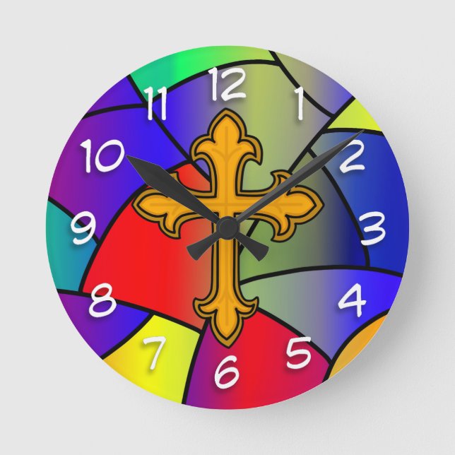 Horloge Ronde Verre et croix de Noël (Recto)