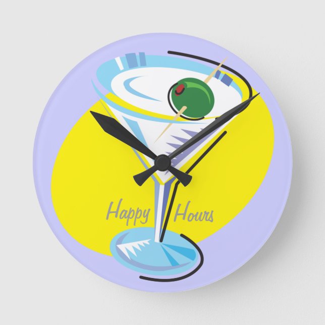 Horloge Ronde Verre très heureux de Hours_retro-style Martini (Recto)
