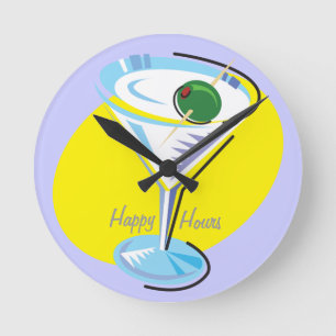 Horloge Ronde Verre très heureux de Hours_retro-style Martini