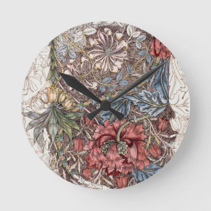 HORLOGE RONDE VERROUILLAGE : WILLIAM MORRIS :  HONEYSUCKLE + TUL