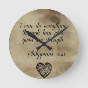 Horloge Ronde Verset biblique Philippiens 4:13