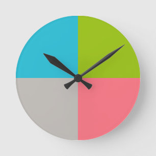Horloge Ronde Vert bleu gris rose