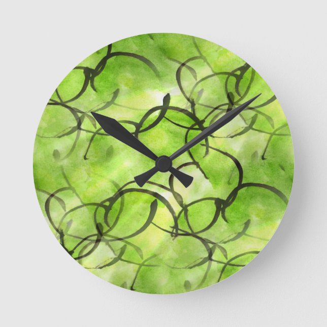 Horloge Ronde vert d'arrière - plan de peinture de main (Recto)