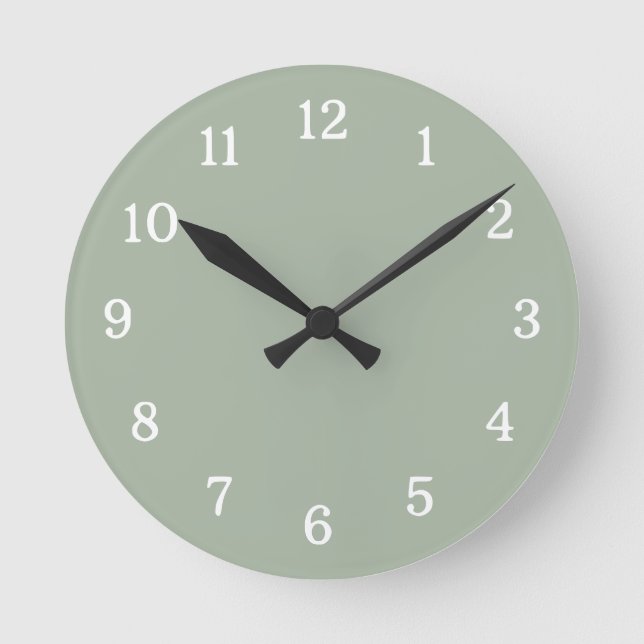 Horloge Ronde Vert Et Blanc Moderne Et tendance Sage (Recto)