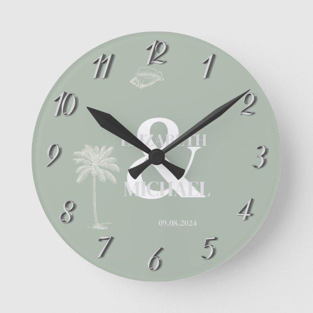 Horloge Ronde Vert minimaliste Tropical Mint (Recto)
