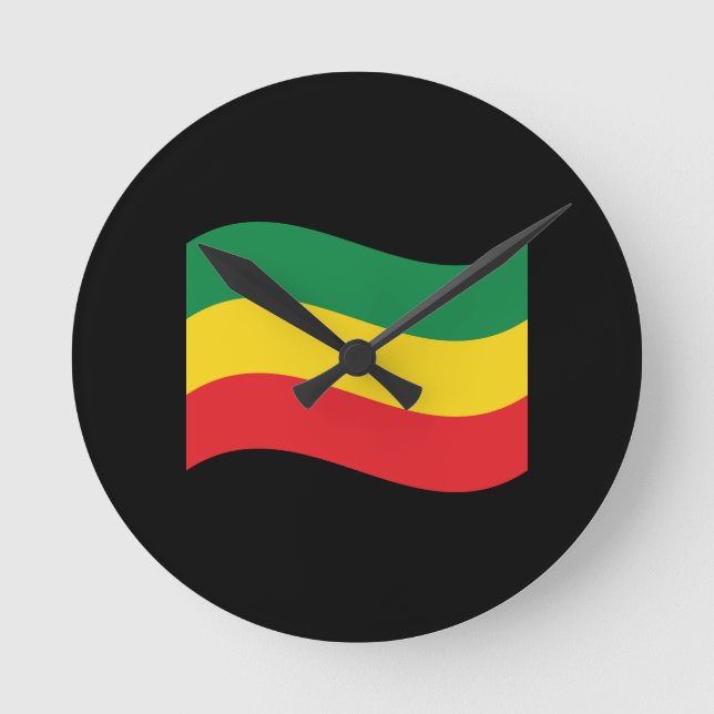 Horloge Ronde Vert, or (jaune) et drapeau de couleurs rouges (Recto)