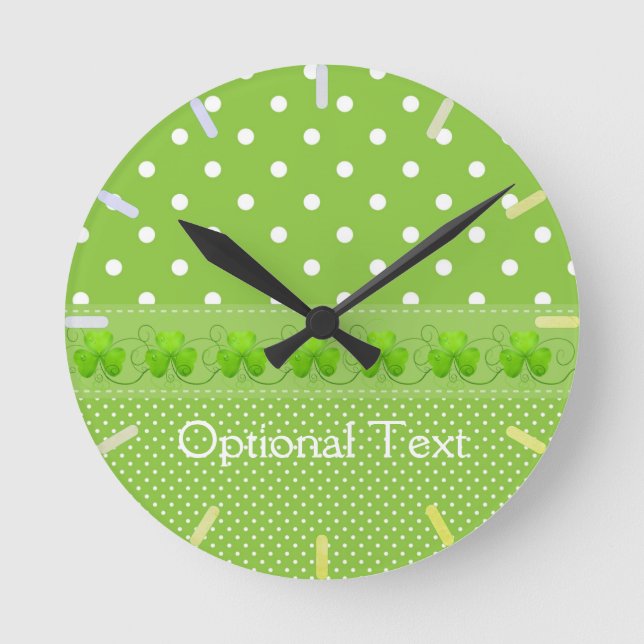 Horloge Ronde Vert, points et Shamrocks (Recto)