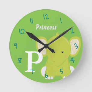 Horloge ronde verte bébé personnalisée