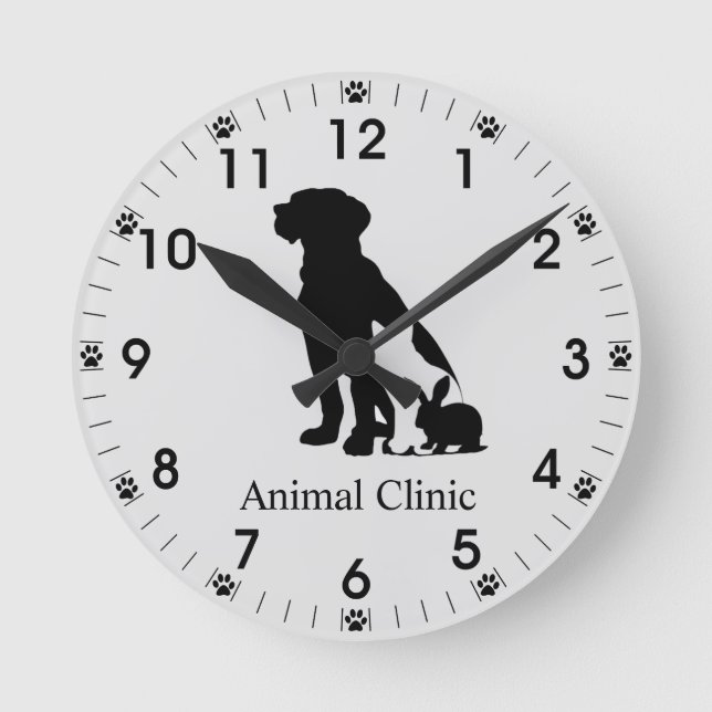 Horloge Ronde Vétérinaire Clinique Magasin d'animaux de compagni (Recto)