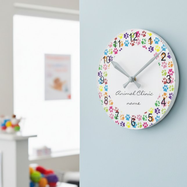 Horloge Ronde Vétérinaire Véto Animal Clinique Hôpital patte (Créateur téléchargé)