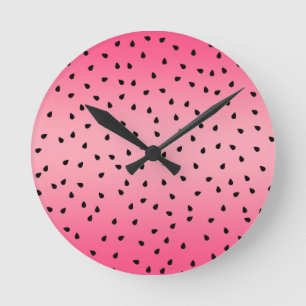 Horloge Ronde Vibes d'été sur les graines noires de pastèque