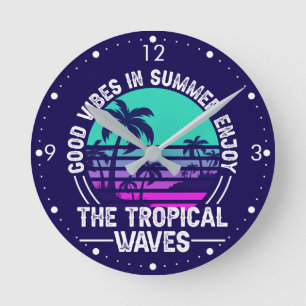 Horloge Ronde Vibes d'été tropicales-82646
