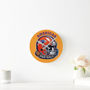 Horloge Ronde Vibes Jour de Jeu Américain - Casque Vintage