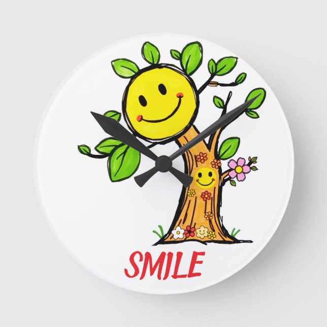 Horloge Ronde Vibes positives "Smile Tree" (Recto)
