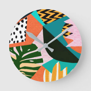 Horloge Ronde Vibes tropicales vintages
