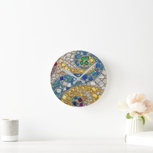 Horloge Ronde Vibrant mosaïque artistique de couleur 