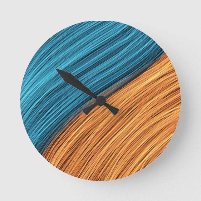 Horloge Ronde Vibrant Neon Light Strands of Blue and Orange (Recto)