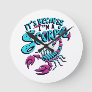 Horloge Ronde Vibrations Astrologiques Scorpion Signe du Zodiaqu