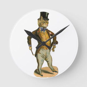 Horloge Ronde Victorian style cat with top