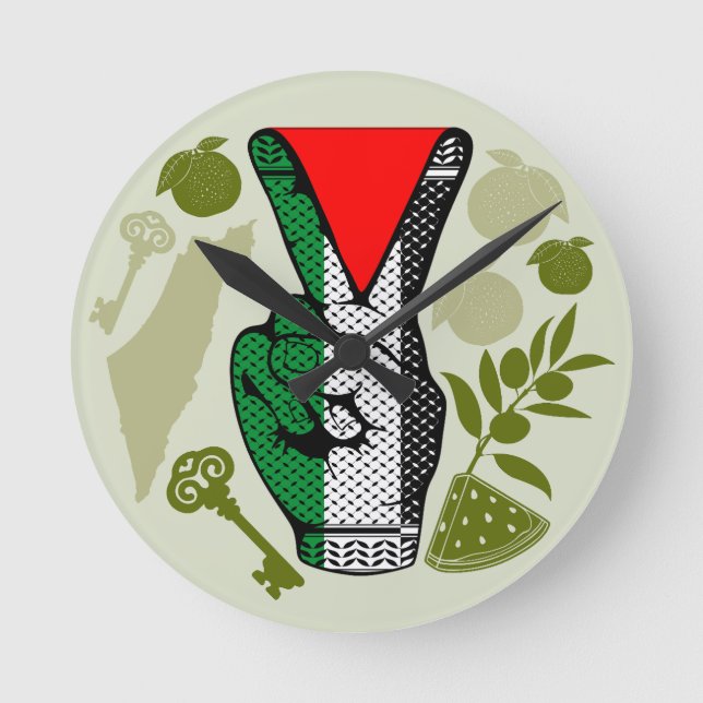 Horloge Ronde Victory Sign Hand Resistance Red Triangle Symbol (Recto)