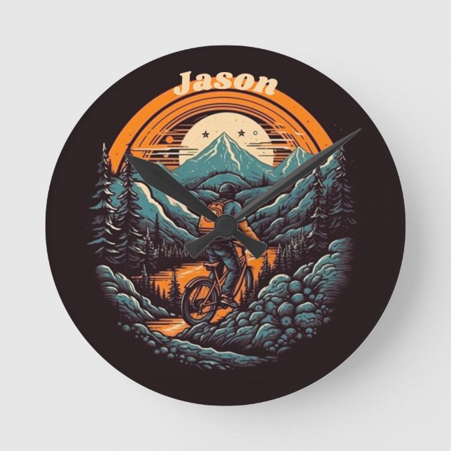 Horloge Ronde Vie cyclable, personnalisable rétro (Recto)