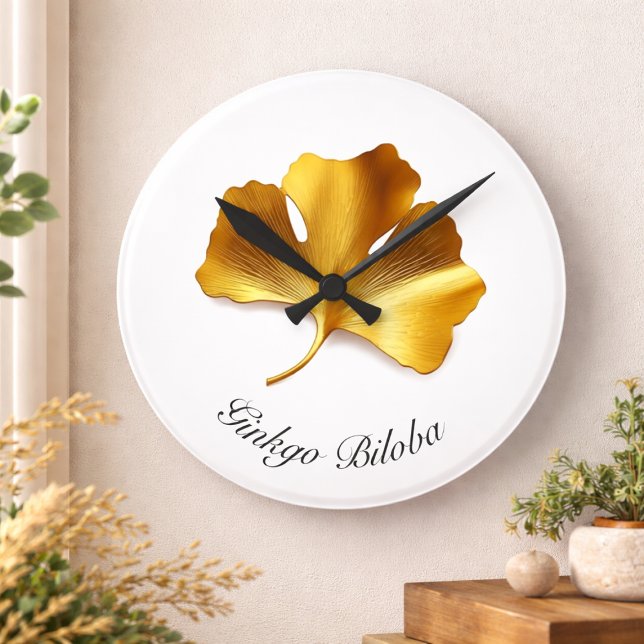Horloge Ronde Vie de plantes : Golden Ginkgo Biloba personnalisa (Créateur téléchargé)