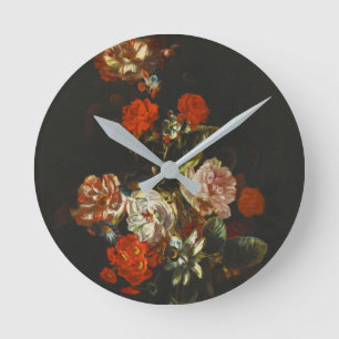 Horloge Ronde Vie morte vintage avec fleurs