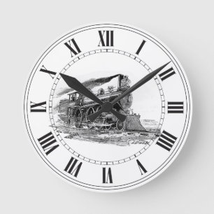Horloge Ronde Vieille locomotive à vapeur