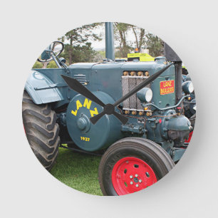 Horloge Ronde Vieilles machines agricoles vintages de tracteur