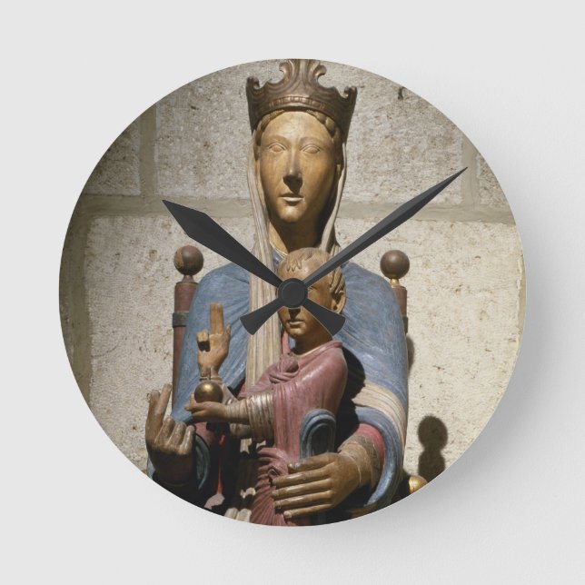 Horloge Ronde Vierge et enfant, (bois polychrome) (Recto)