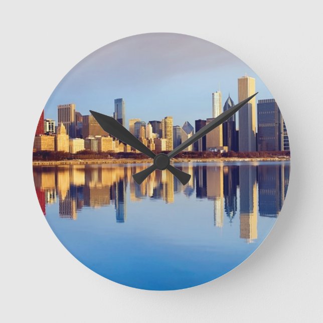 Horloge Ronde View of Chicago skyline with reflection (Recto)