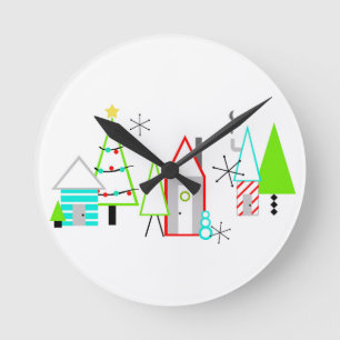 Horloge Ronde village de Noël milieu du siècle moderne