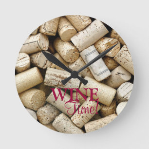 Horloge Ronde Vin Corks-Vin Time !