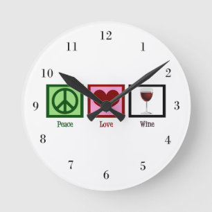 Horloge Ronde Vin Peace Love