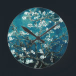 Horloge Ronde Vincent Van Gogh Almond Blossoms Dark Turquoise<br><div class="desc">Artiste : Vincent Van Gogh Titre : Les fleurs d'amandes ont modifié la couleur</div>