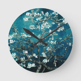 Horloge Ronde Vincent Van Gogh Almond Blossoms Dark Turquoise