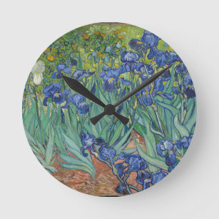 Horloge Ronde Vincent Van Gogh Irises Peinture Fleurs Oeuvre d'a