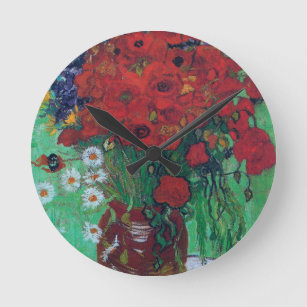 Horloge Ronde Vincent Van Gogh - Pépites rouges et marguerites