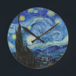 Horloge Ronde Vincent Van Gogh Starry Night Vintage Fine Art<br><div class="desc">Vincent Van Gogh Starry Night Vintage Fine Art Round Clock</div>